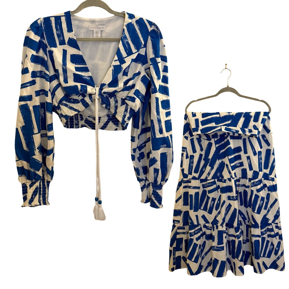 House of Harlow 1960 Blue and White Patterned Women's dress set